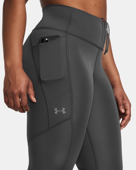 Women's UA Launch Ankle Tights, Gray, pdpMainDesktop image number 3